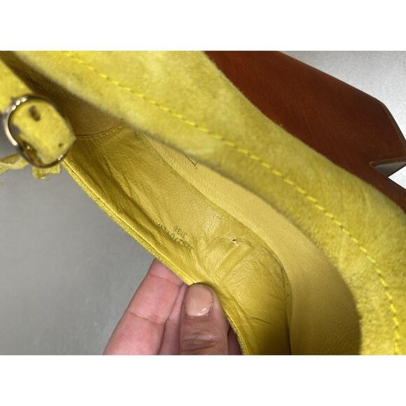 Top Shop Platform Heels Women Suede & Wood Bright Yellow Pin Up Size US 5 - Picture 10 of 10